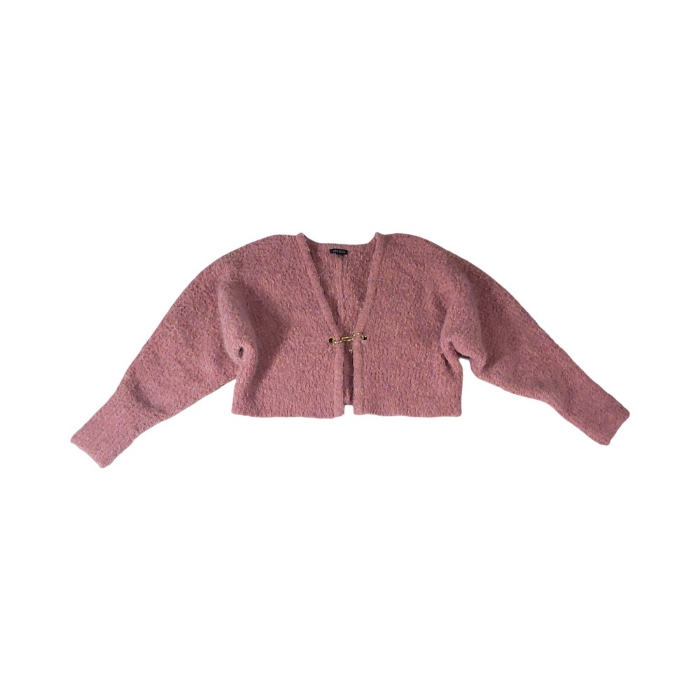 Wild Fable Pink Boucle Cropped Cardigan Sweater Gold Clasp Small